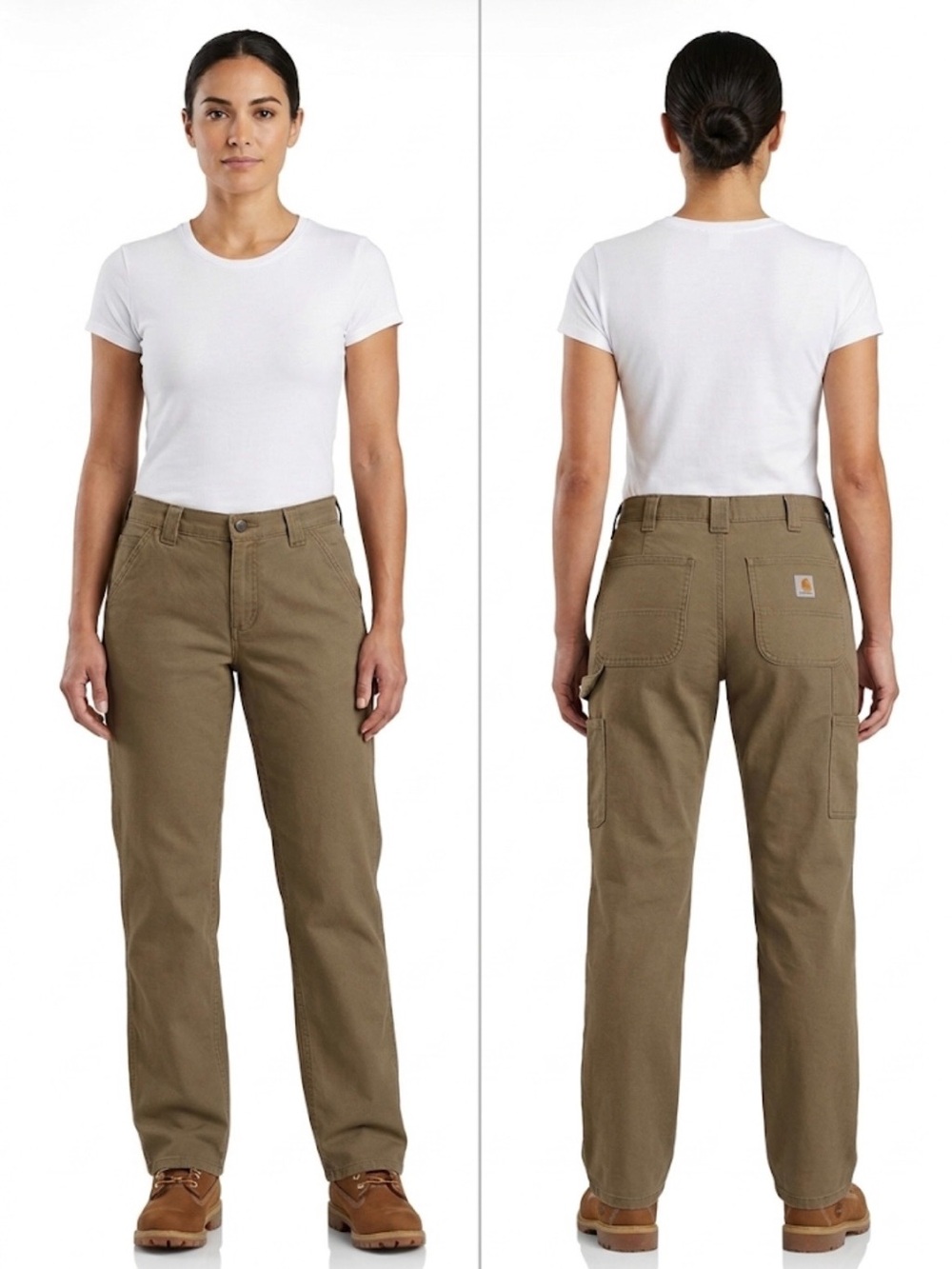 Carhartt Womens Brown Work Pants - Rugged Utility Trousers Size: 6